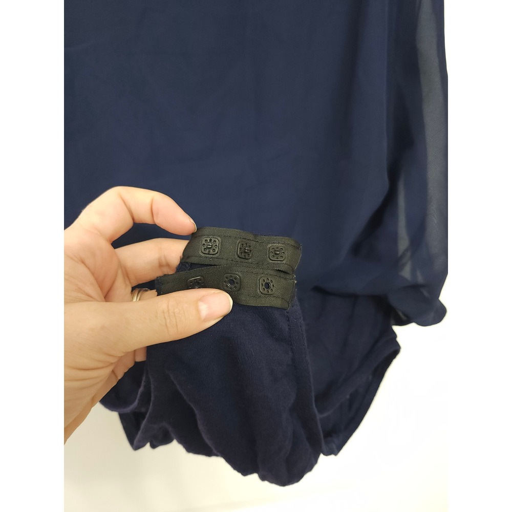 Boohoo Night Navy Blue‎ Sleeveless Chiffon Overlay Bodysuit - Picture 3 of 5